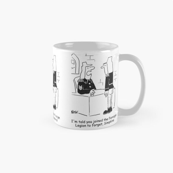 Aperçu de l'œuvre  ce qu'il a oublié, c'est son pantalon. Bande dessinée drôle par le caricaturiste britannique Nigel Sutherland. Cadeau pour un soldat ou légionnaire créée et vendue par NigelSutherland.