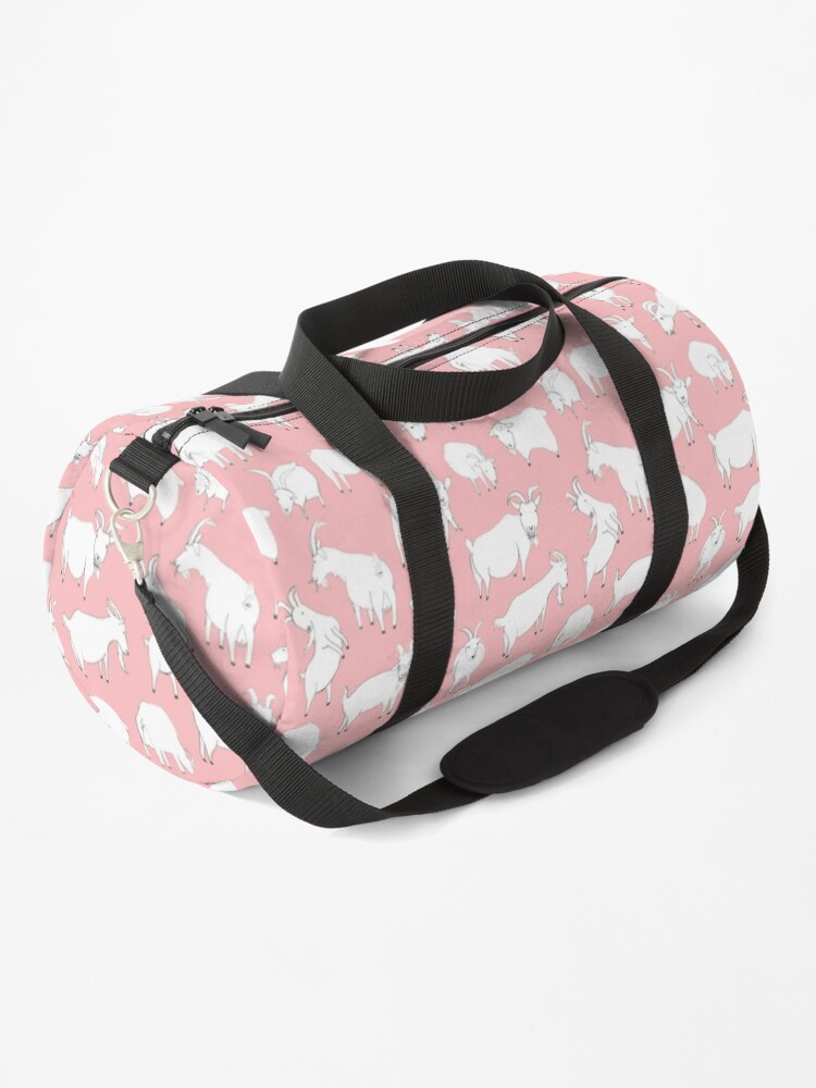 pink duffle bag grey