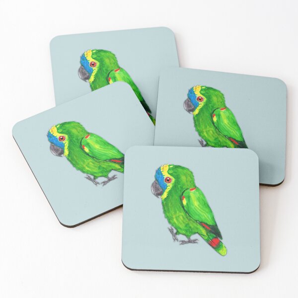 Item preview, Turquoise-fronted amazon watercolor painting designed and sold by Bwiselizzy.