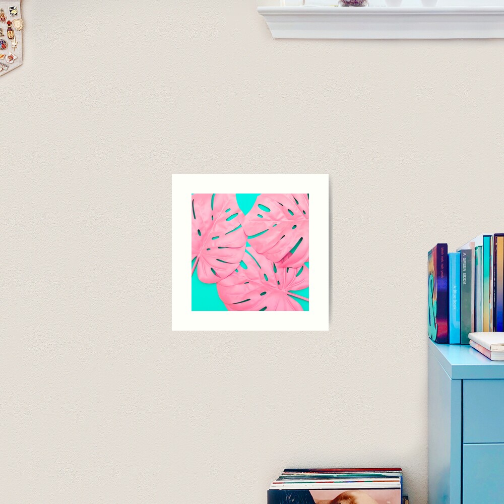 Pink Monstera Leaves Art Print