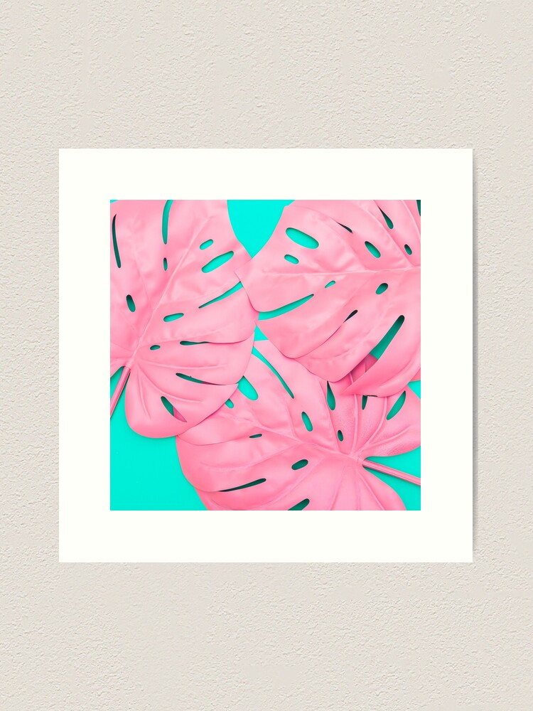 Alternate view of Pink Monstera Leaves Art Print