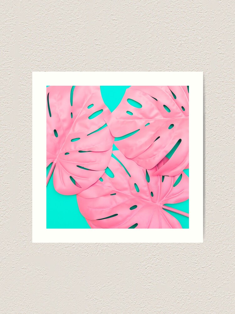 Alternate view of Pink Monstera Leaves Art Print