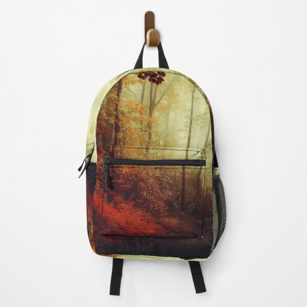 Item preview, Mystical woodlands - Forest Scenery in red and yellow tones designed and sold by Dyrk Wyst Redbubble Shop.