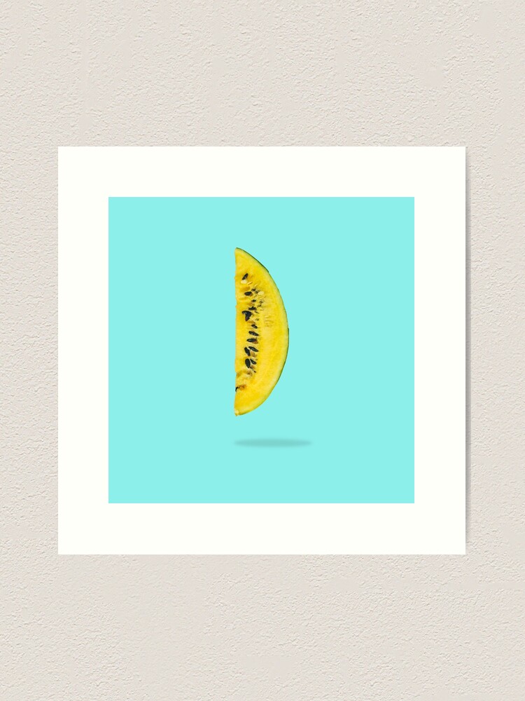 Alternate view of Yellow watermelon slice floating in the air  Art Print