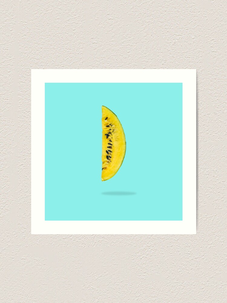 Alternate view of Yellow watermelon slice floating in the air Art Print