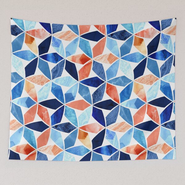 Item preview, Mosaic Marble Blues & Rustic Reds    designed and sold by TigaTiga.