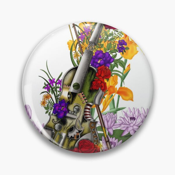 Item preview, Old rusty steampunk violin surrounded by flowers - high contrast designed and sold by Patricia Piotrak.