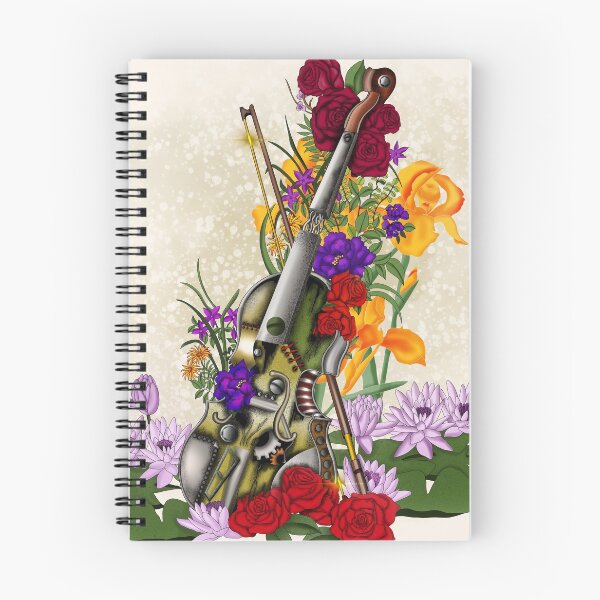 Item preview, Old rusty steampunk violin surrounded by flowers - high contrast designed and sold by Patricia Piotrak.