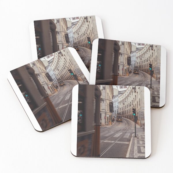 Item preview, Trams passing each other in the historic streets of Lisbon, Portugal designed and sold by michieldros.