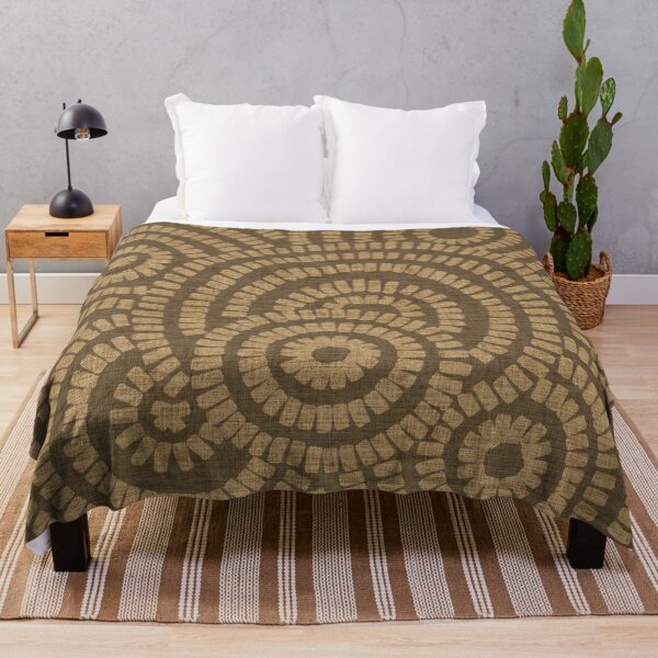Item preview, Golden ochre yellow brushed circles on textured cloth - abstract geometric pattern designed and sold by misentangled.