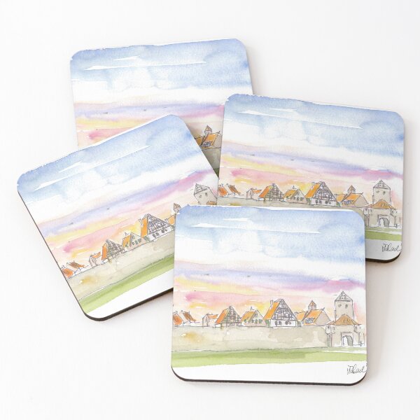 Item preview, Dinkelsbuehl Bavaria City Walls and Old Town during Sunset designed and sold by artshop77.