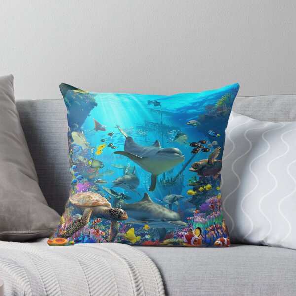 Dolphin Playground Throw Pillow