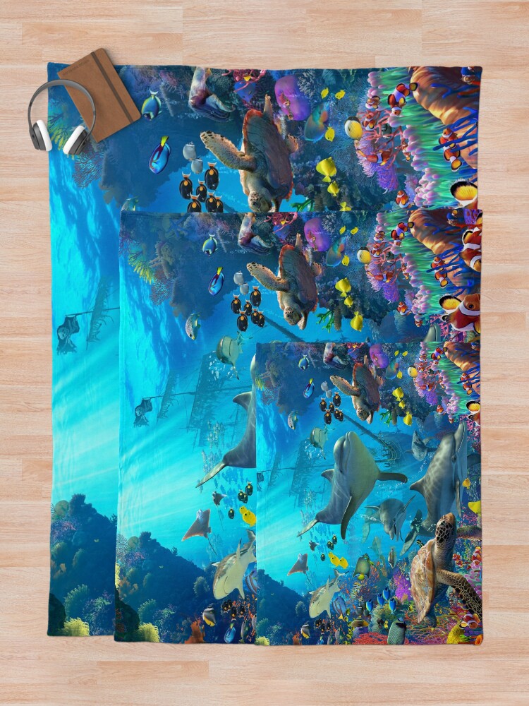 Imagen 5 de 6, Manta con la obra Zona de juegos de delfines, diseñada y vendida por DavidPenfound.