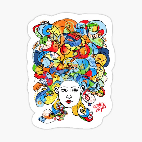 Coloured curls Sticker