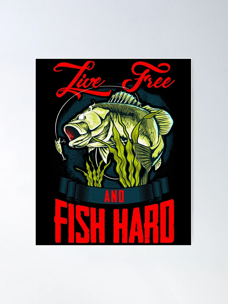 Live Free and Fish Hard Patriotic Fishing USA Fisher T-Shirt