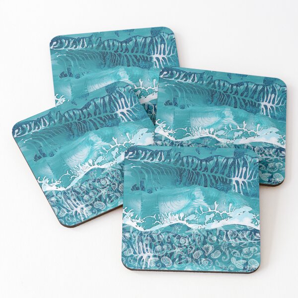 Item preview, Turquoise seashore with sea creatures. designed and sold by ronypriester.