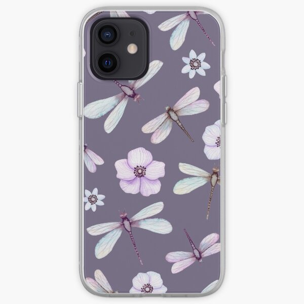 Watercolor Pink Dragonflies and Flowers iPhone Soft Case