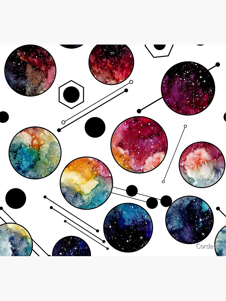 Watercolor Colorful Galaxy in Circles by Cordata