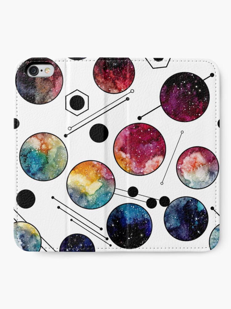 Alternate view of Watercolor Colorful Galaxy in Circles iPhone Wallet