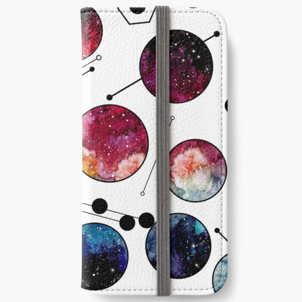 Watercolor Colorful Galaxy in Circles iPhone Wallet