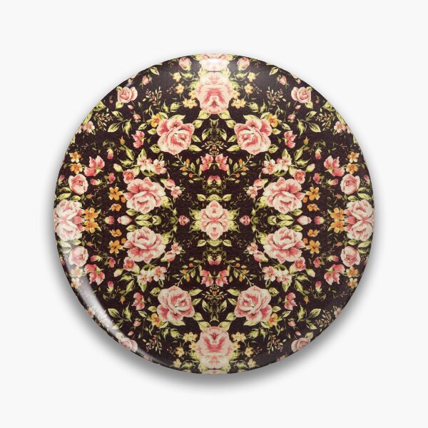 Item preview, Pretty Floral Pattern light pink rose and orange flowers on black background designed and sold by homemadecreate.