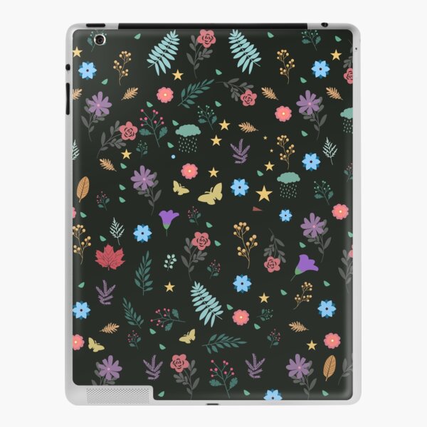 Midnight Blue Blossoming Floral Pattern iPad Skin