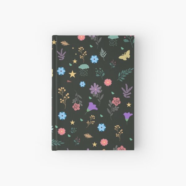 Midnight Blue Blossoming Floral Pattern Hardcover Journal