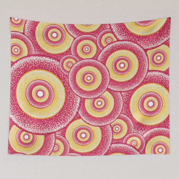 Item preview, Red and yellow abstract pattern pointillism painting designed and sold by MitoP.