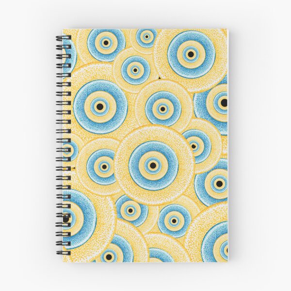 Item preview, Yellow and blue abstract circles pattern art pointillism drawing designed and sold by MitoP.