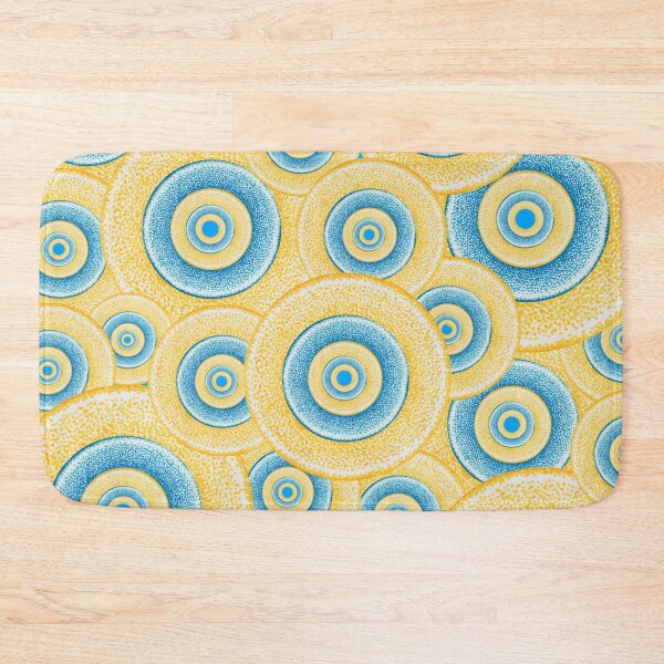 Item preview, Yellow and blue abstract circles pattern art pointillism drawing designed and sold by MitoP.