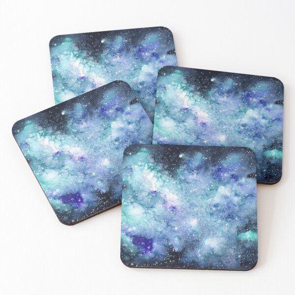 Item preview, Watercolor Turquoise Blue Galaxy and Starry Sky designed and sold by Cordata.
