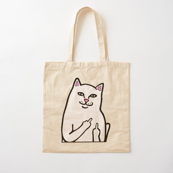 Flipping Off Cat Tote Bags Redbubble - doge cat in a bag roblox