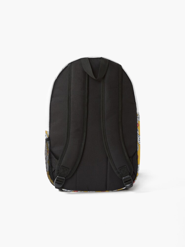 Alternate view of Coral Flowering Cactus on Mustard Yellow Backpack