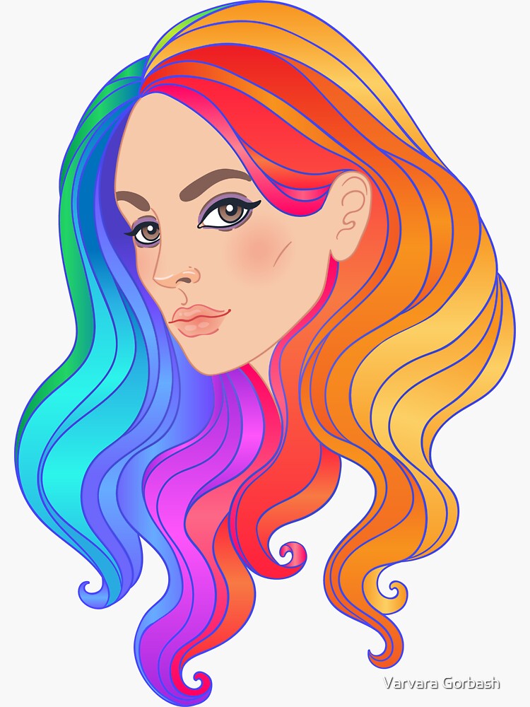 "Rainbow Hair 2" Sticker for Sale by varka Redbubble