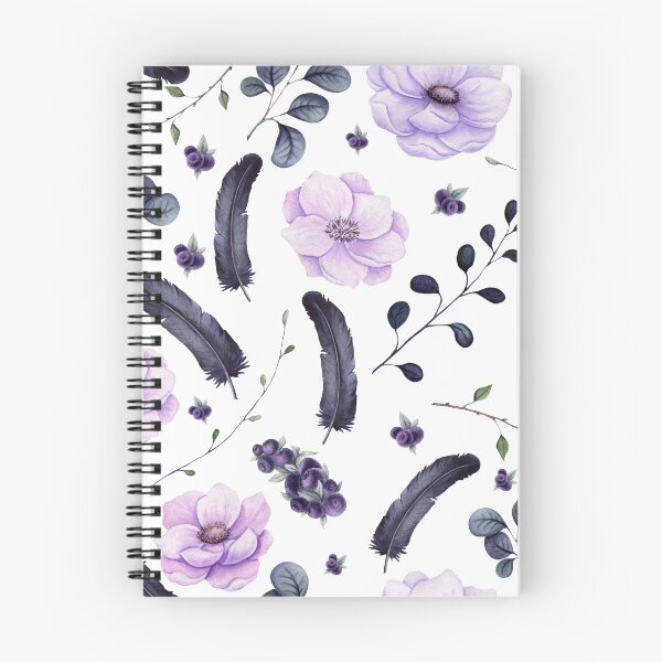 Item preview, Seamless Pattern of Watercolor Dark Berries and Feathers designed and sold by Cordata.