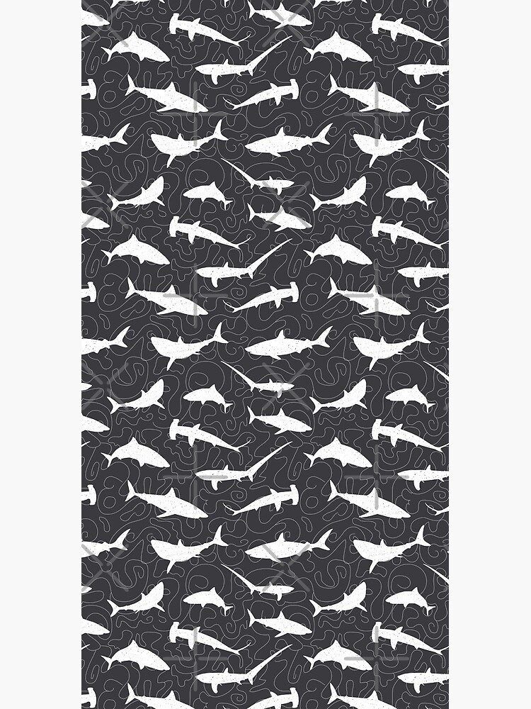 Shark Frenzy Pattern on Charcoal Grey by CreativeTwins