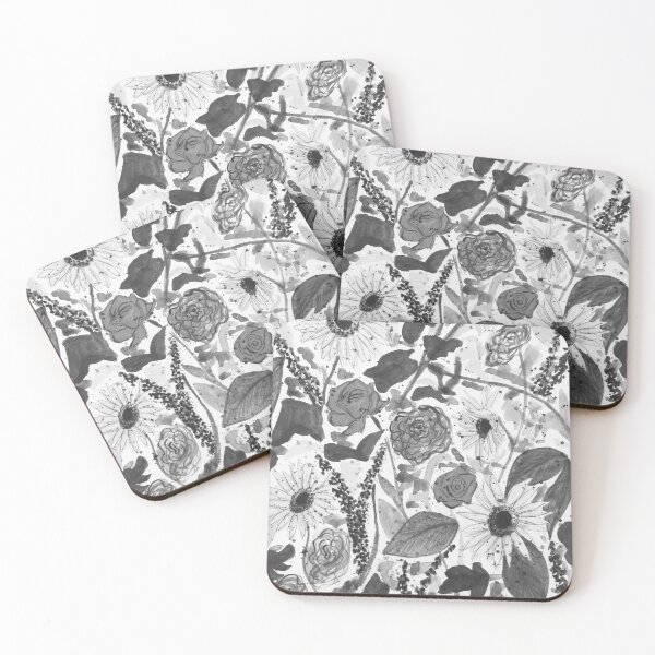Item preview, Floral black and white watercolour designed and sold by maevinart.