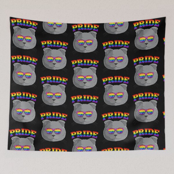 Item preview, Gay Pride Scottish Fold Cat with LGBT Rainbow Sunglasses designed and sold by fatamyfan1.