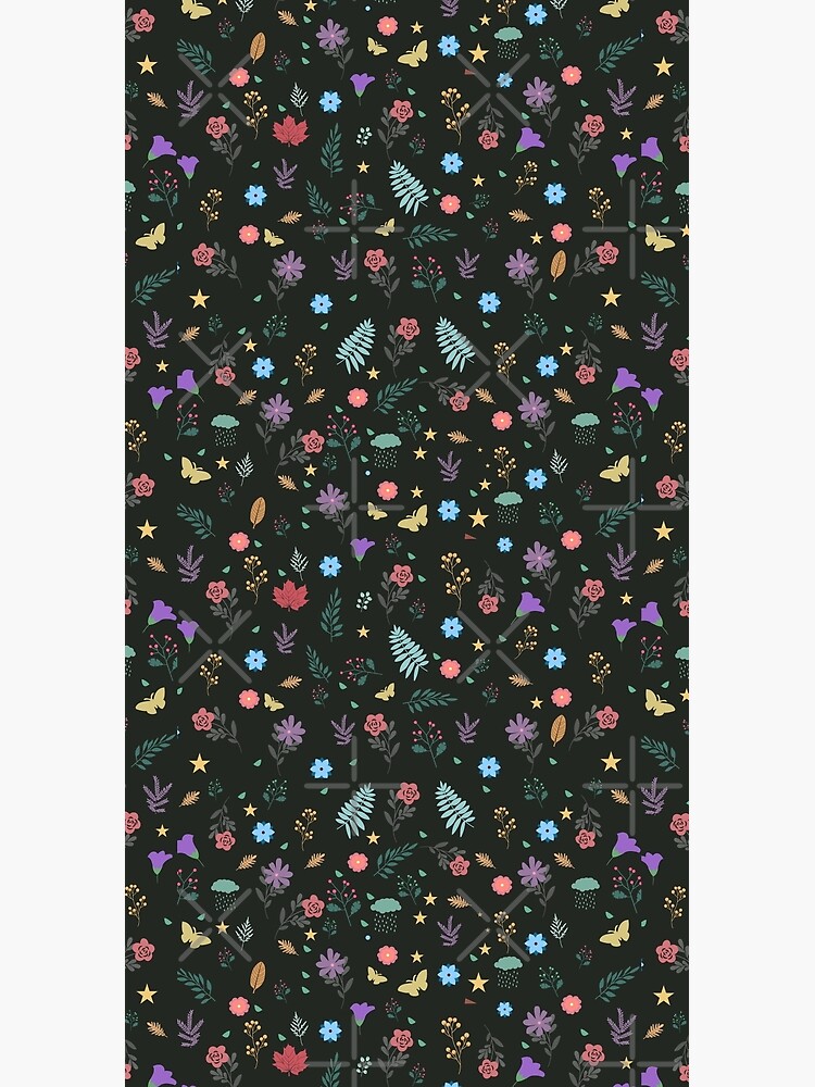 Midnight Blue Blossoming Floral Pattern by chanzds