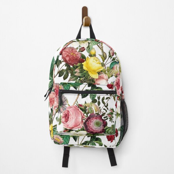 Item preview, White print with pink heirloom roses designed and sold by Ivy & Foxglove Designs.