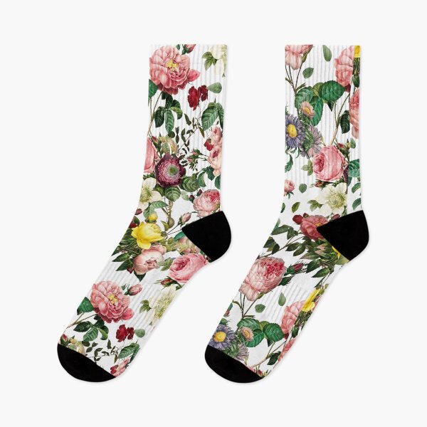 Item preview, White print with pink heirloom roses designed and sold by Ivy & Foxglove Designs.