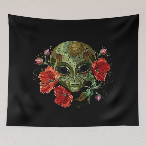 Item preview, Alien head and red poppies designed and sold by matrioshka.