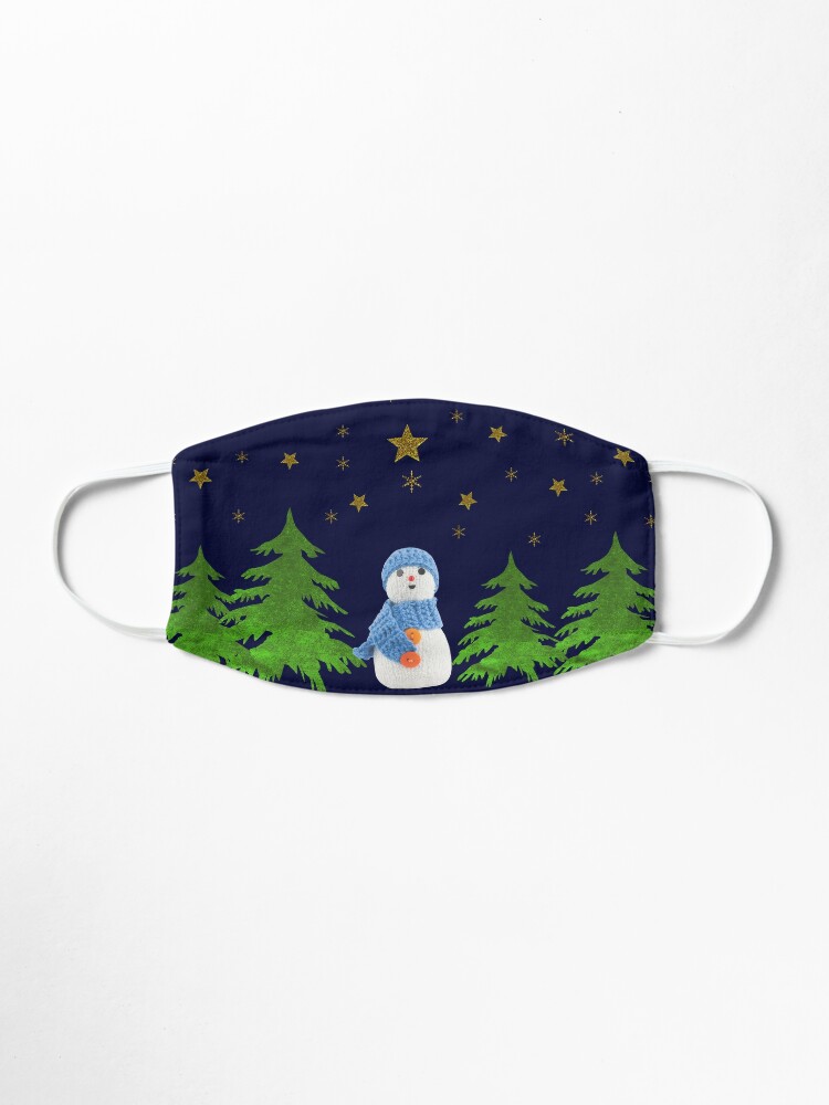 Sparkly Gold Stars Snowman And Green Tree Mask By Homemadecreate Redbubble