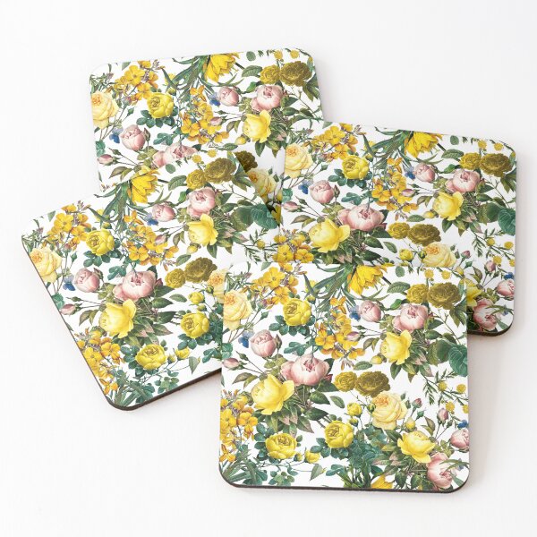 Item preview, Heirloom Yellow Rose design on white designed and sold by Ivy & Foxglove Designs.