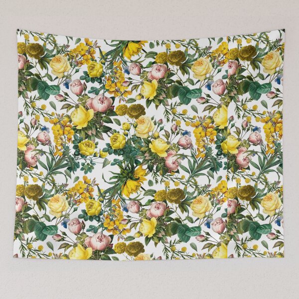Item preview, Heirloom Yellow Rose design on white designed and sold by Ivy & Foxglove Designs.
