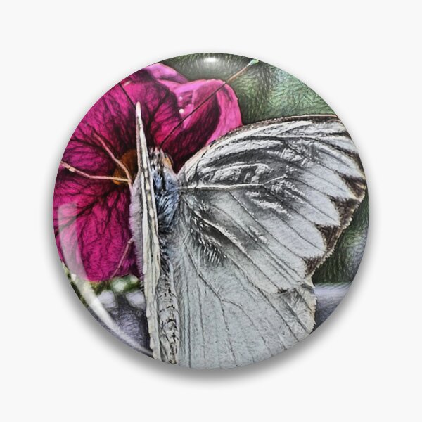 Item preview, Cabbage Moth on Pink Flowers designed and sold by ReneeKennedy.