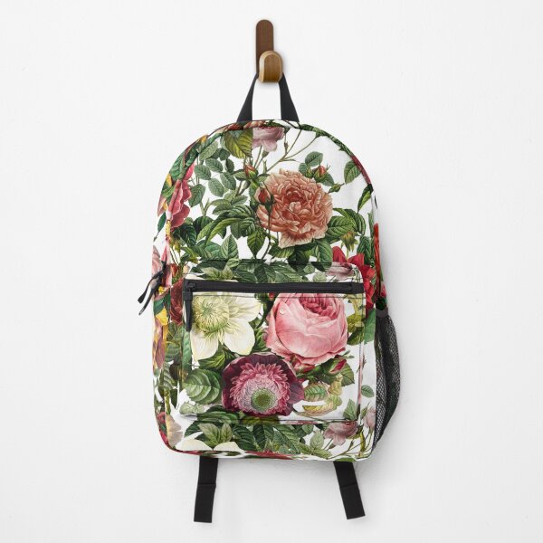 Item preview, Red and pink heirloom rose pattern on white designed and sold by Ivy & Foxglove Designs.