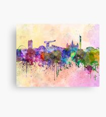 Glasgow skyline in watercolor background Canvas Print