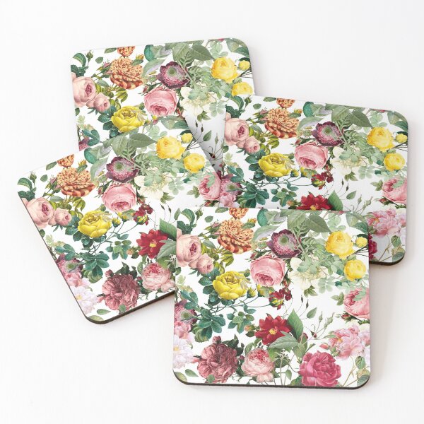 Item preview, Heirloom roses in pink and yellow designed and sold by Ivy & Foxglove Designs.