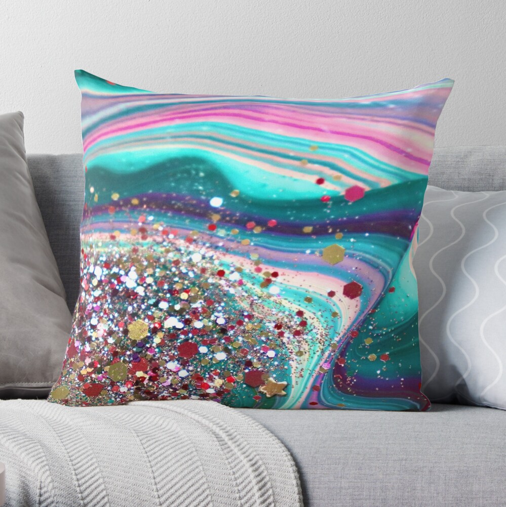 Acrylic Paint Pour “Glitter Bomb” | Canvas Print